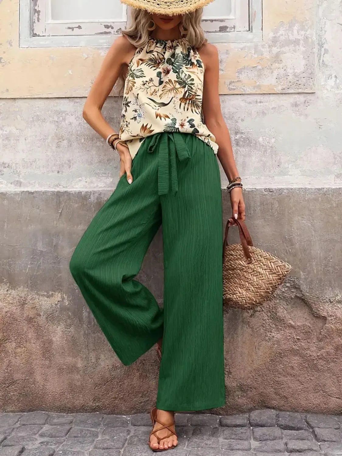 Zoe Printed Wide Leg Two Piece Sets