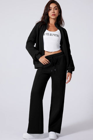 Belen Solid Zip-Up Drawstring Two Piece Sets