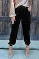 Bianca Black Solid Velvet Jogger Pants
