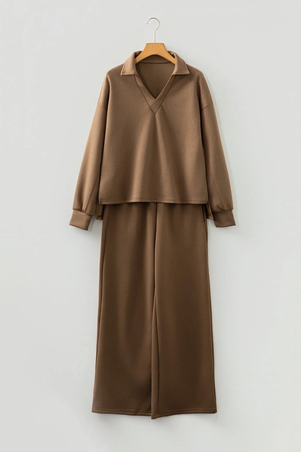 Jane Solid V-Neck And High Waist Two Piece Sets