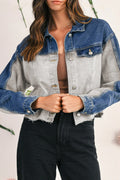 Dusk Blue Patchwork Flap Detail Distress Jacket