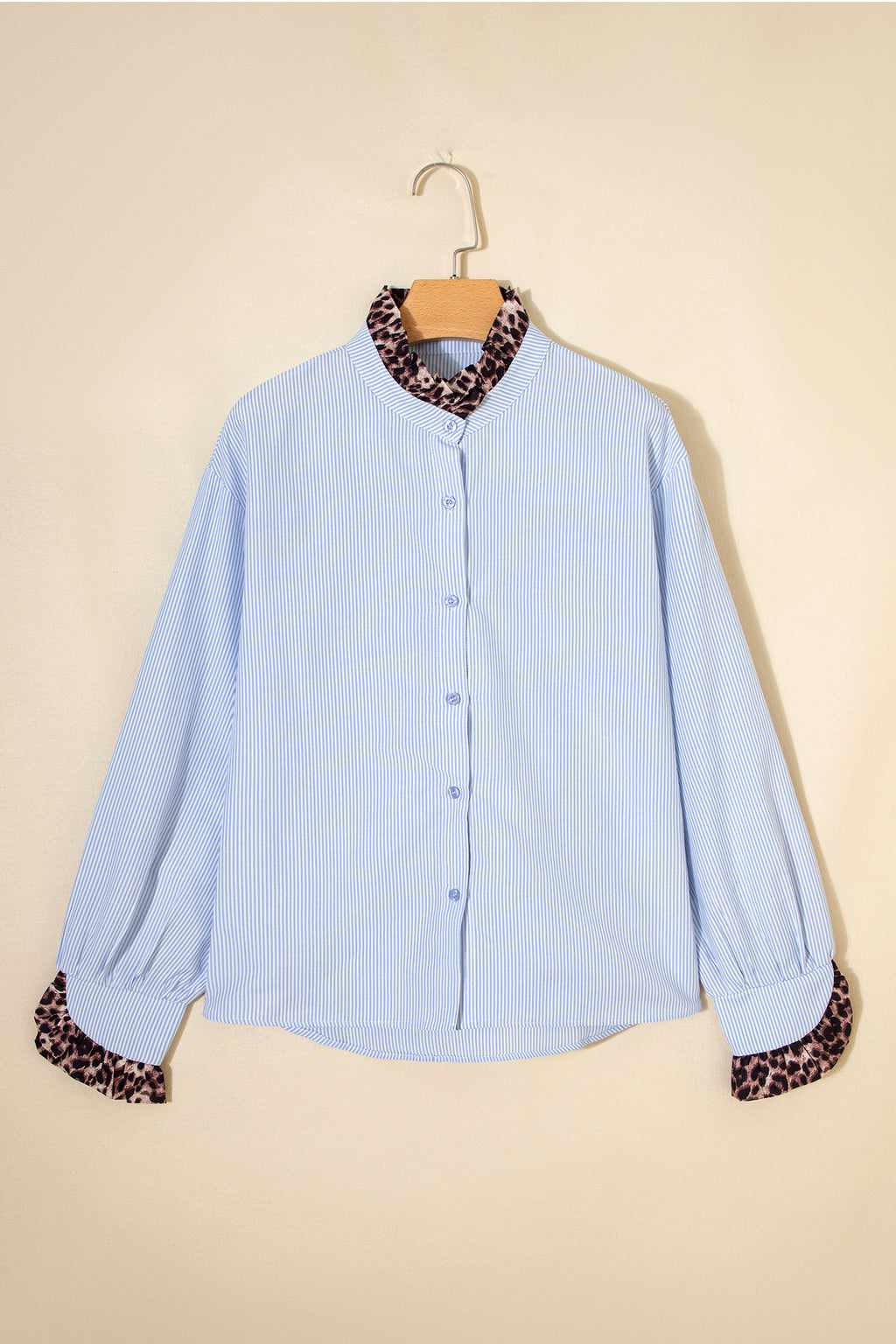 Stripe Ruffled  Long Sleeve Down Loose