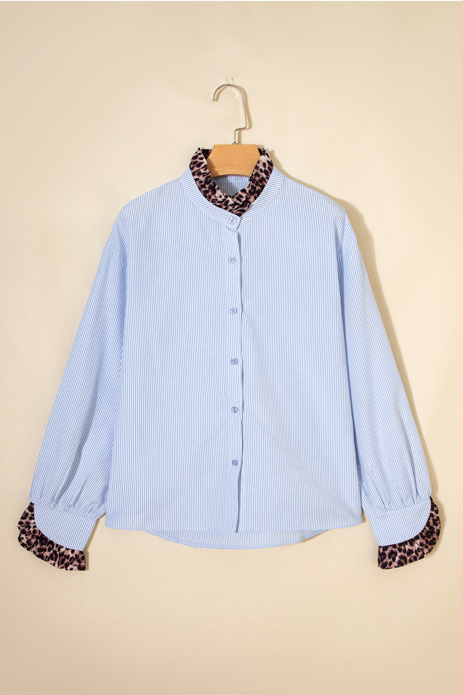 Stripe Ruffled  Long Sleeve Down Loose