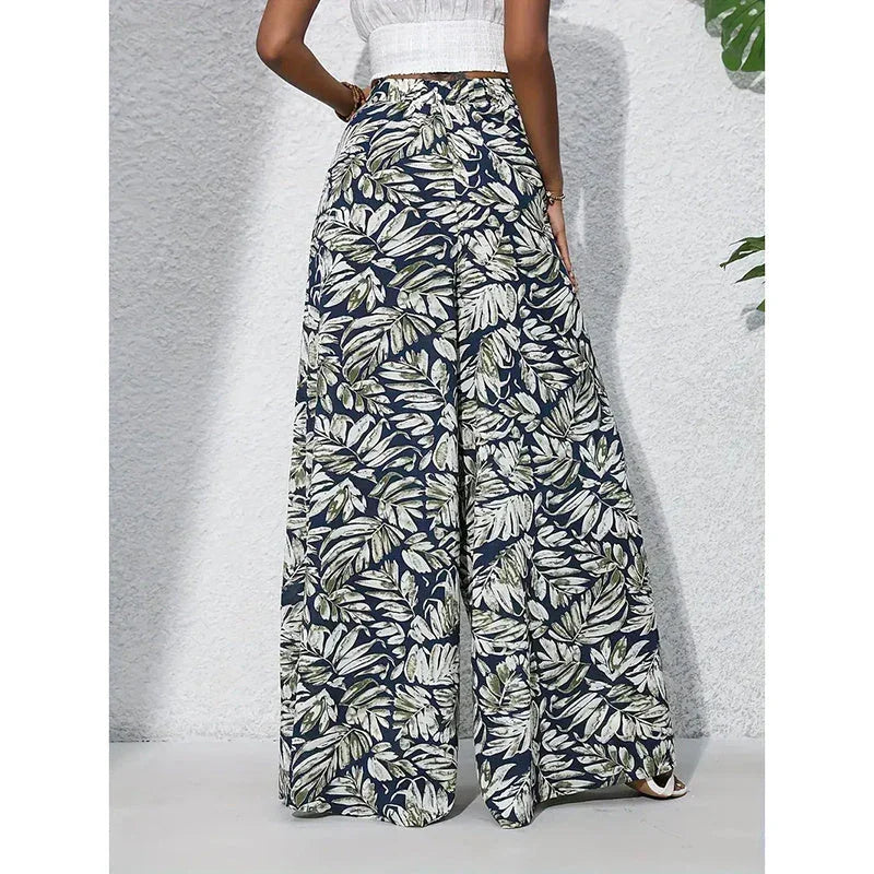 Women’s Printed High‑Waist Wide‑Leg Palazzo Pants