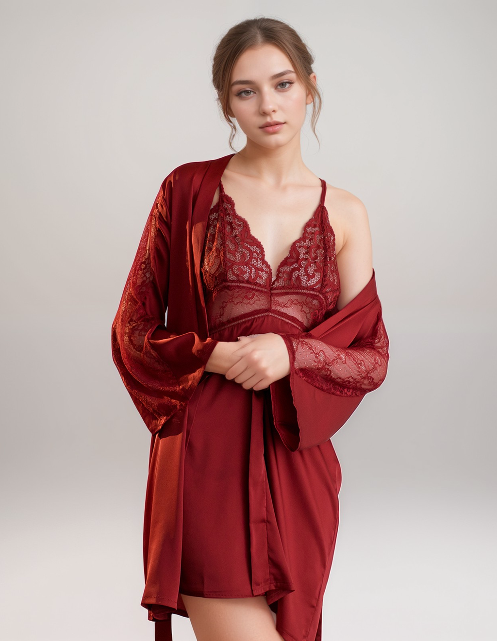 Esmeralda Lace Satin Bridal Two Piece Sets
