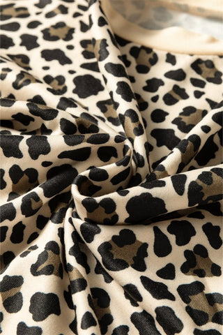 Aliss Leopard Contrast Trim PulloverTwo Piece Sets