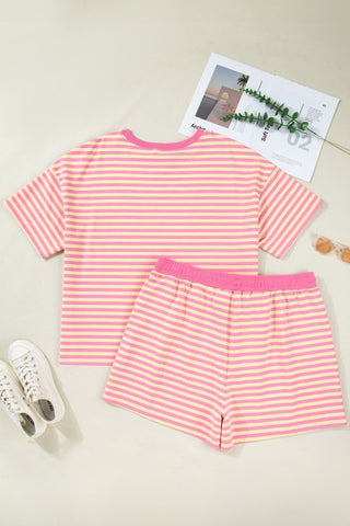 Estela Plus Size Stripe Boxy Two Piece Sets