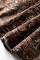 Dumbo Brown Paisley Print Half Buttons Puff Sleeve Flowy Short Dress