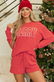 Gaudi Racing Red Corded MERRY Graphic Long Sleeve Top and Shorts Set