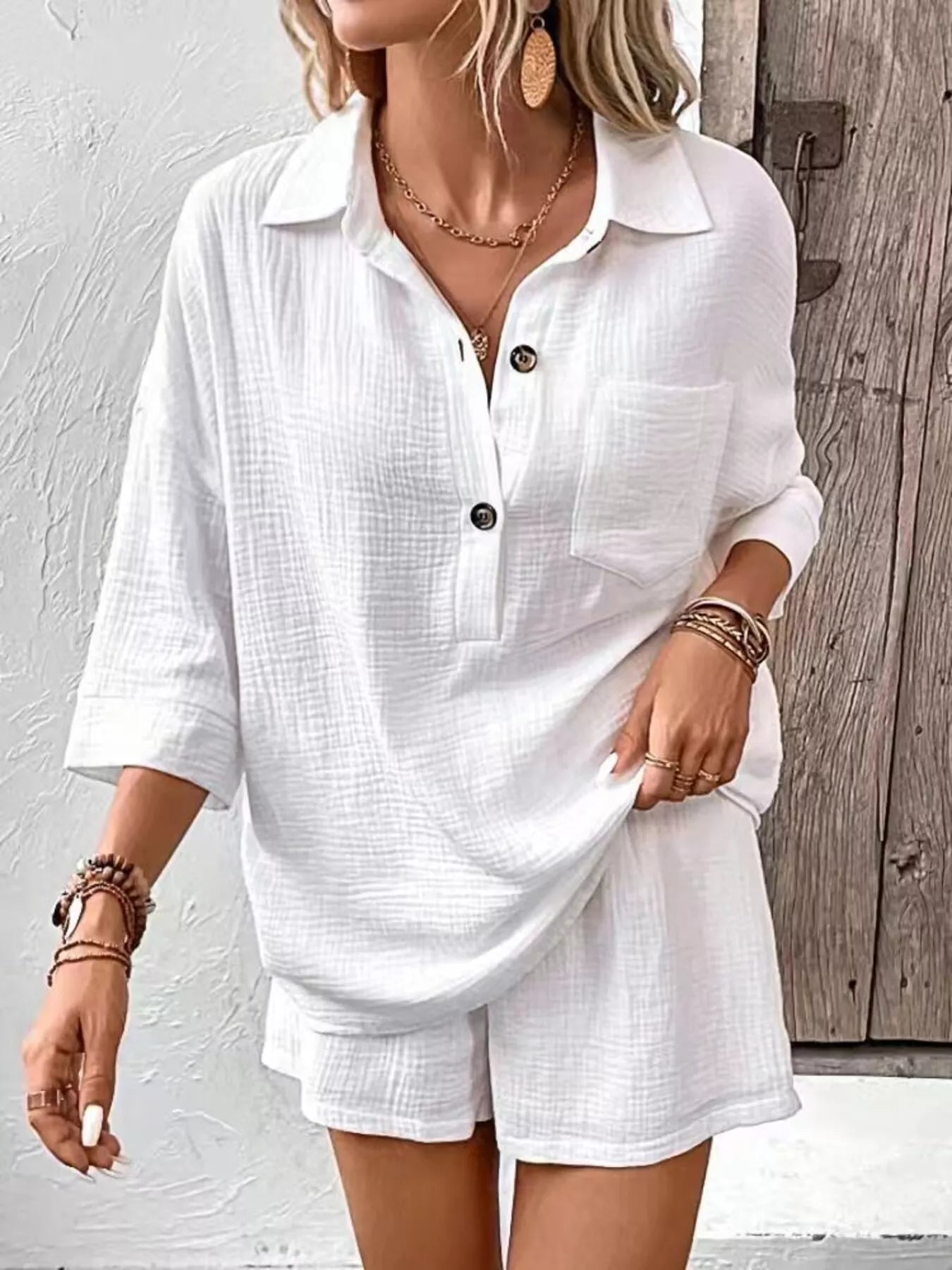 Renata Pretty Button Detail Two Piece Sets