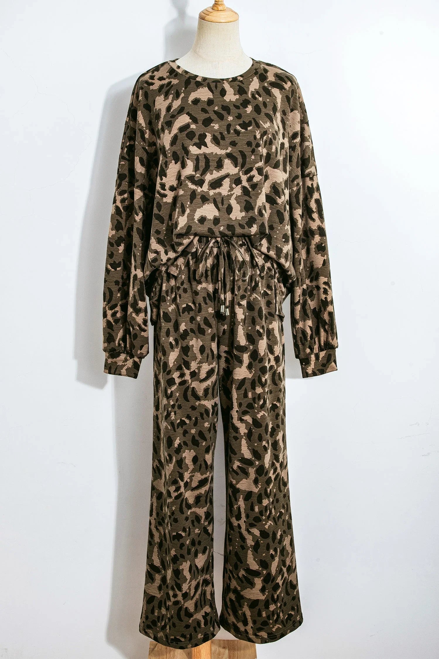 Milagros Leopard Patchwork And Drawstring Two Piece Sets