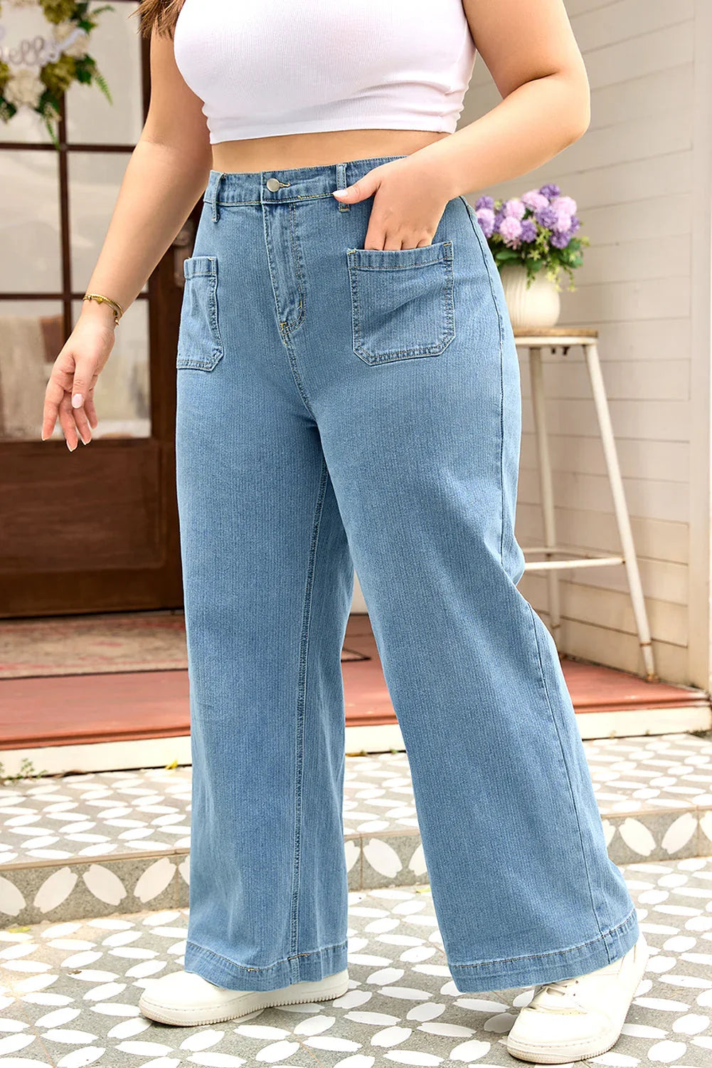 Adelyn Textured Wide Leg PLUS Jeans