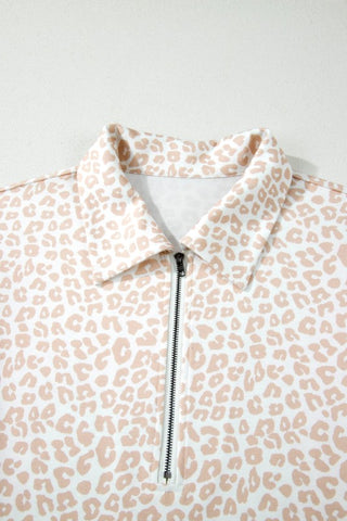 Hilda Leopard Zip Polo Elastic Two Piece Sets