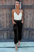 Bianca Black Solid Velvet Jogger Pants