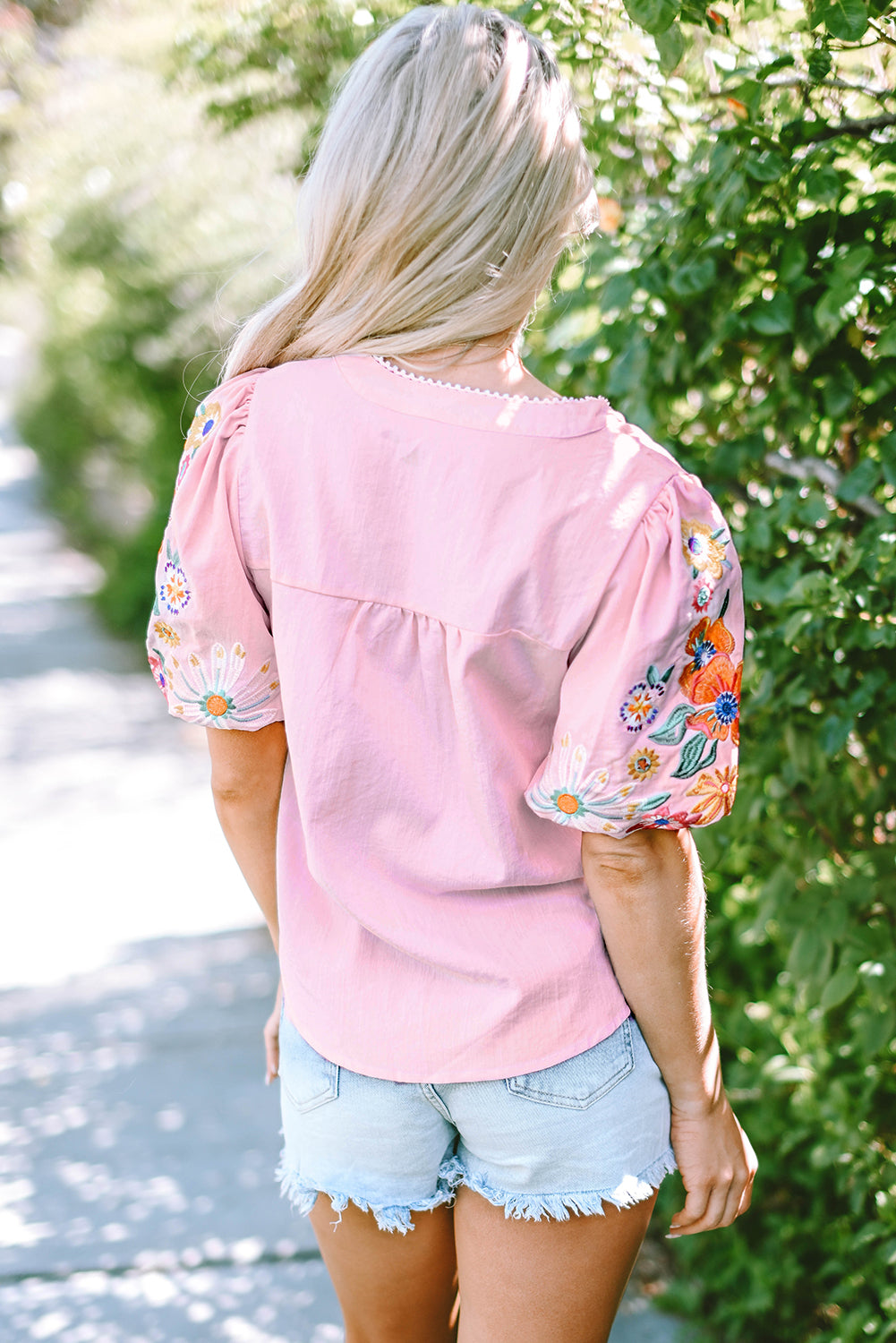 Floral Embroidered Puff Sleeve