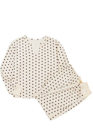 Milka Polka Dot Waffle Lounge Two Piece Sets