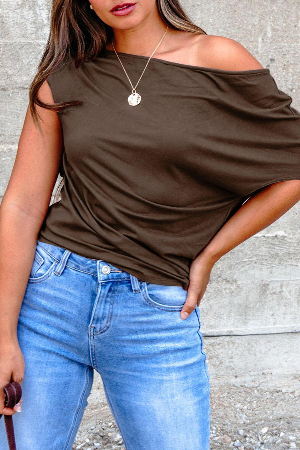 Solid Asymmetric Neck Sleeve