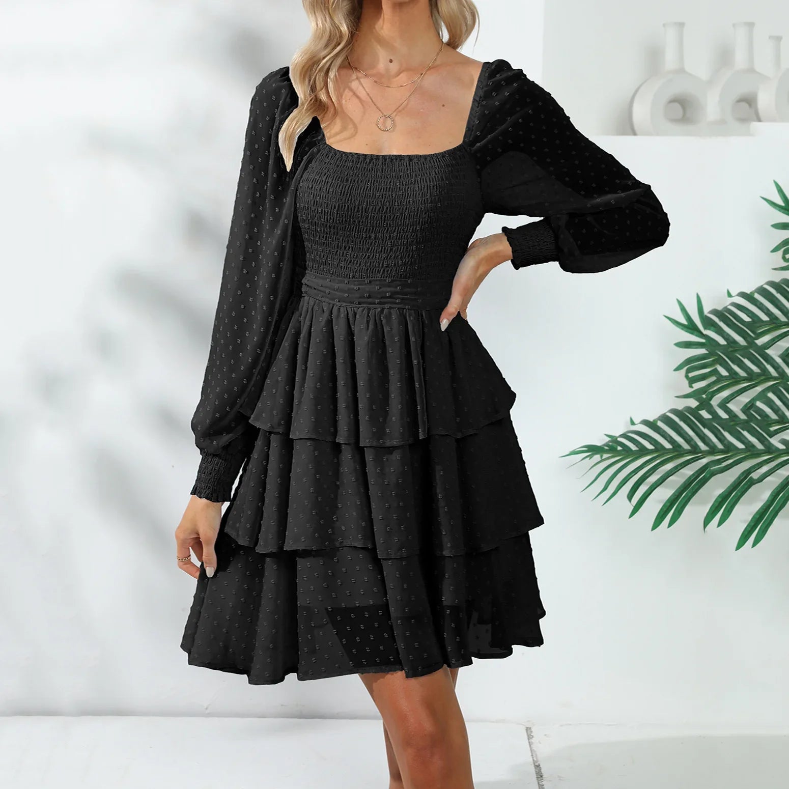 Nairoby Double Sided Wear Vacation Tiered Dress