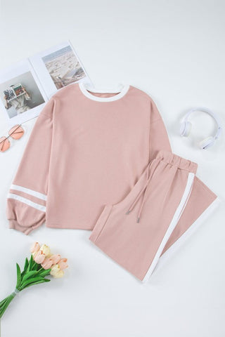 Veronica Stripe Drawstring Two Piece Sets