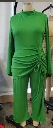 Women Pleated Long Sleeve Jumpsuit