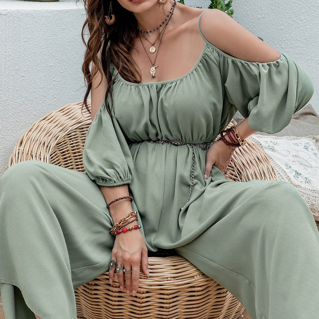 Light Green Sexy Little Suspenders Casual Vacation Jumpsuit