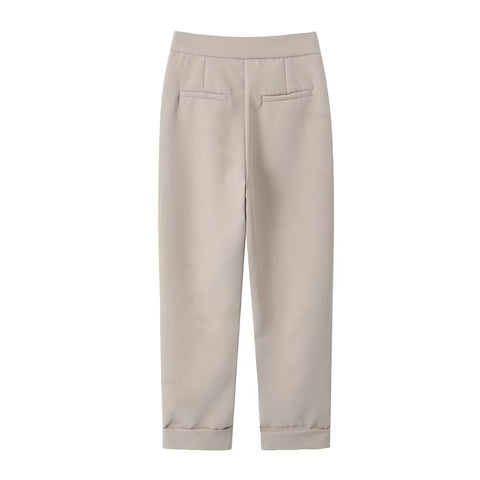 Women Clothing Spring Autumn Trousers Hemmed Straight Pants Women High Waist All-Matching Casual Pants
