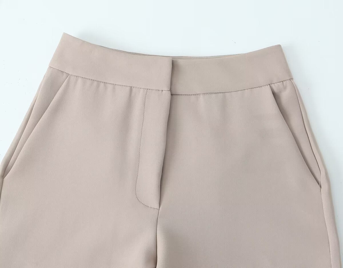 Women Clothing Spring Autumn Trousers Hemmed Straight Pants Women High Waist All-Matching Casual Pants