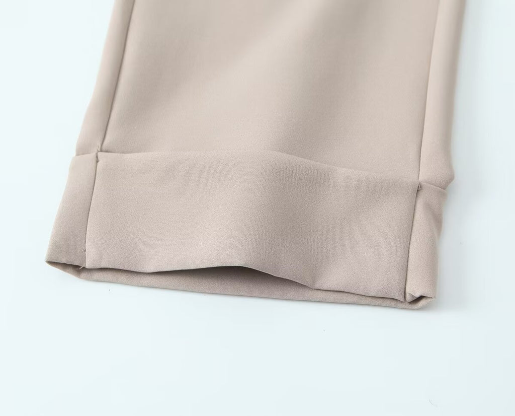 Women Clothing Spring Autumn Trousers Hemmed Straight Pants Women High Waist All-Matching Casual Pants