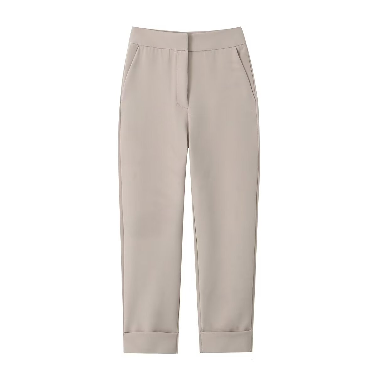 Women Clothing Spring Autumn Trousers Hemmed Straight Pants Women High Waist All-Matching Casual Pants