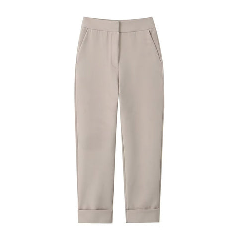 Women Clothing Spring Autumn Trousers Hemmed Straight Pants Women High Waist All-Matching Casual Pants