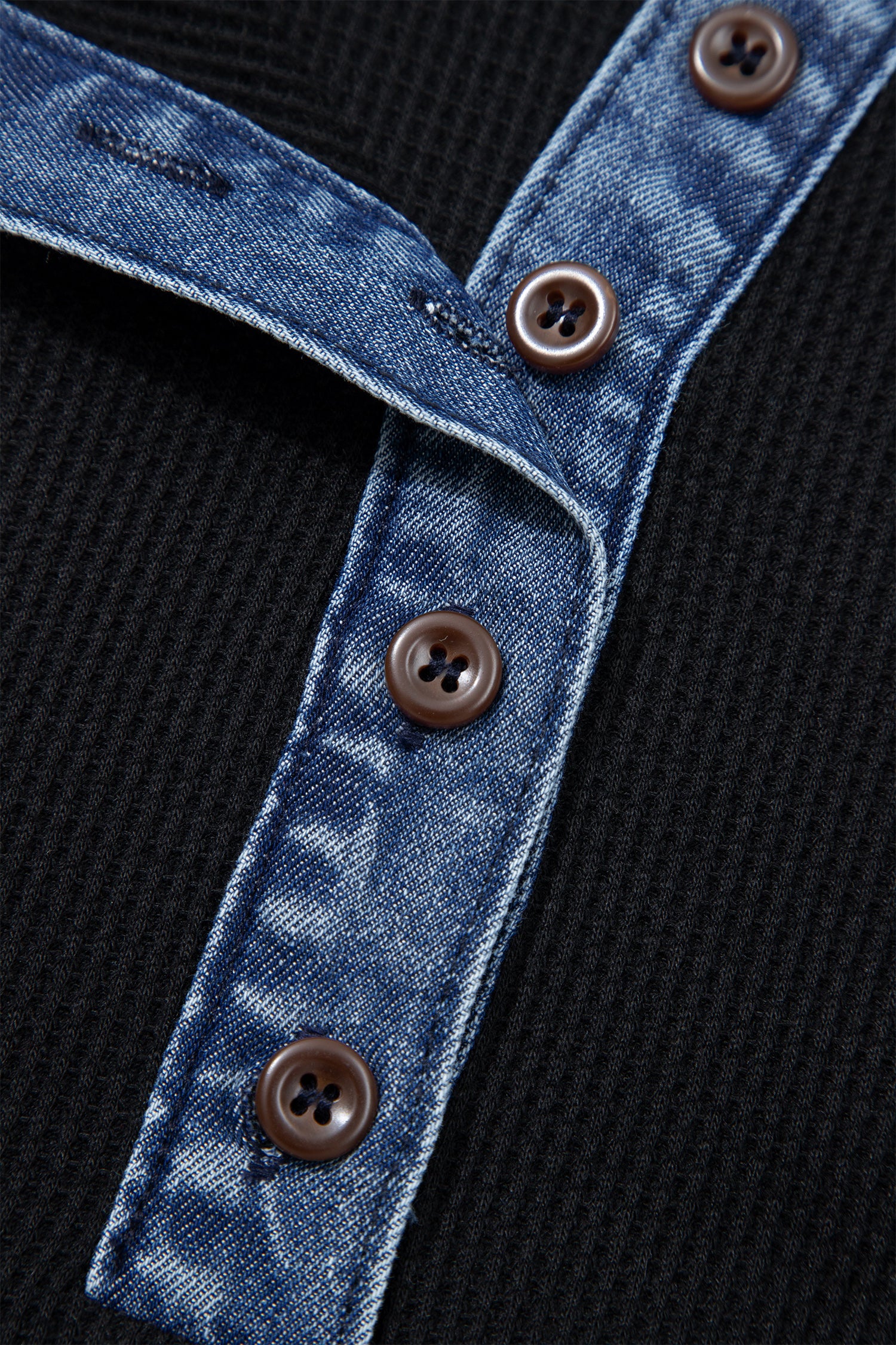Waffle Knit Trim  Polo Collar