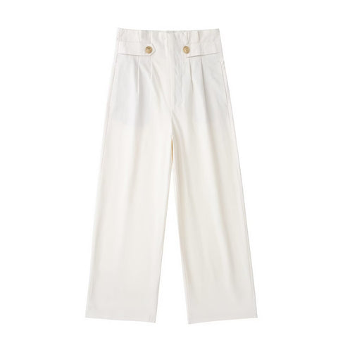 Strap Decorative Straight Leg Pants Autumn High Waist Slimming Casual Pants Small Draped Mop Trousers Women