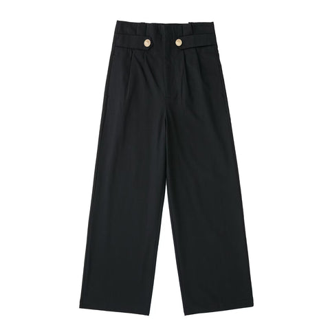 Strap Decorative Straight Leg Pants Autumn High Waist Slimming Casual Pants Small Draped Mop Trousers Women