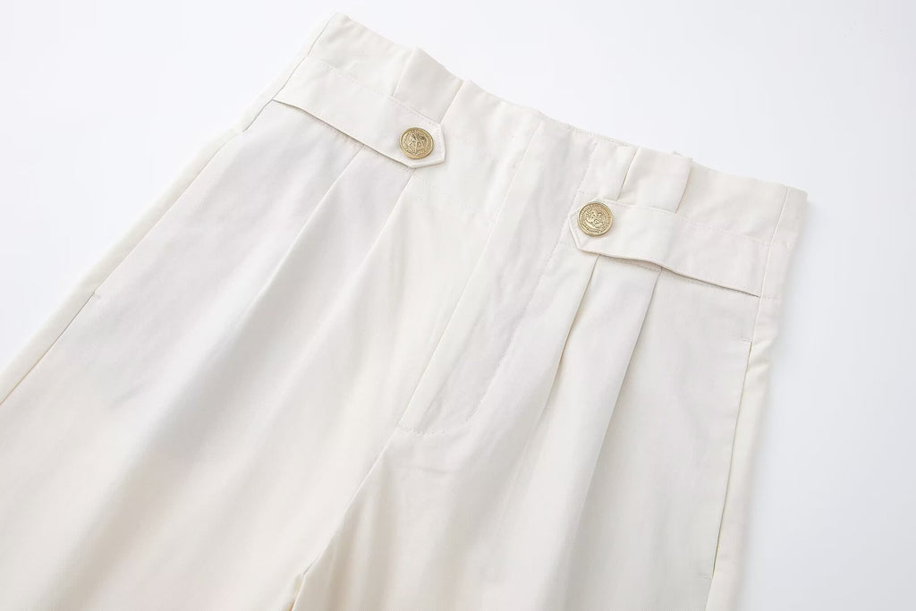 Strap Decorative Straight Leg Pants Autumn High Waist Slimming Casual Pants Small Draped Mop Trousers Women