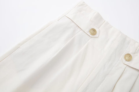 Strap Decorative Straight Leg Pants Autumn High Waist Slimming Casual Pants Small Draped Mop Trousers Women