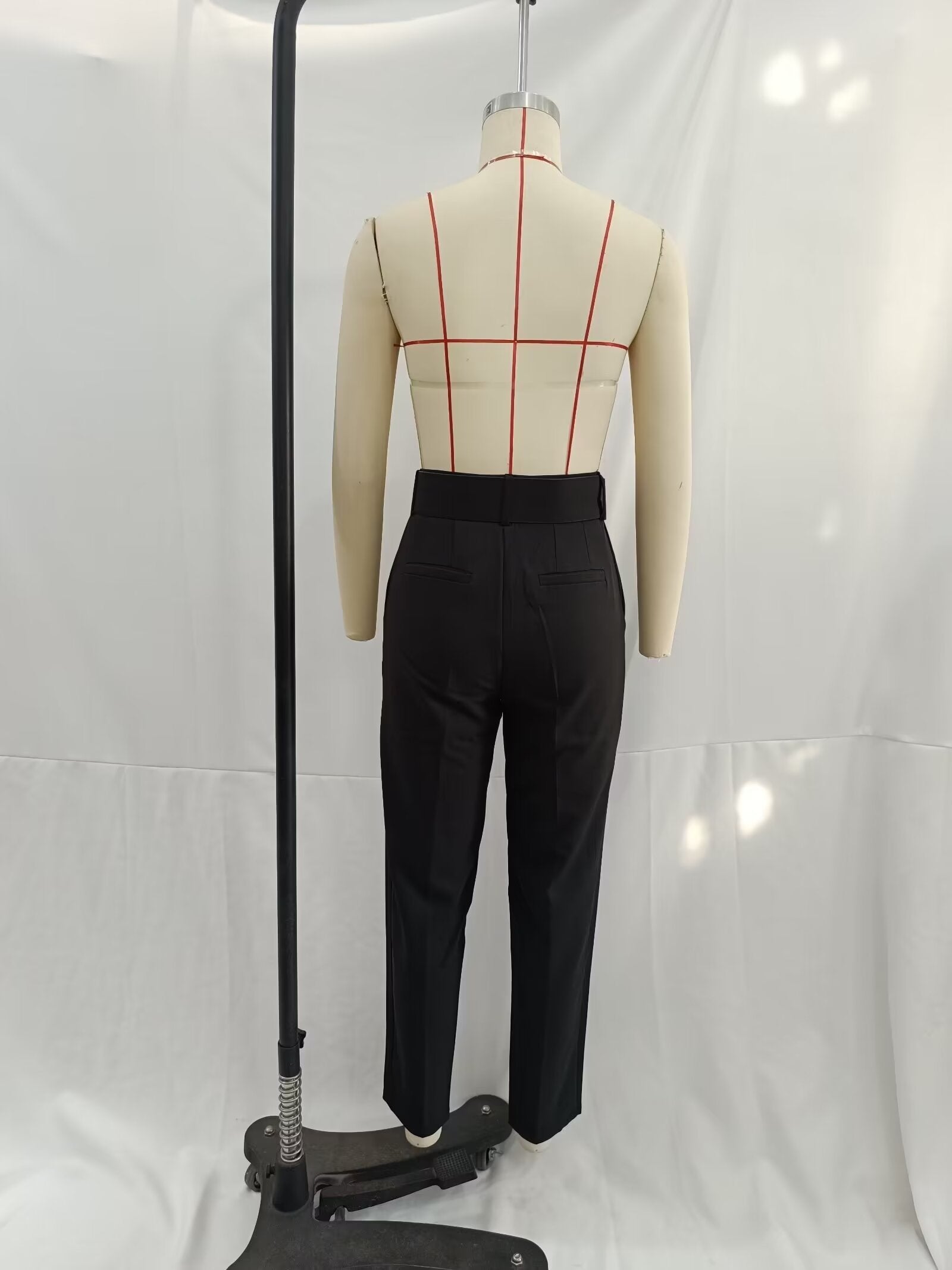 Women Belt Casual Pants Black