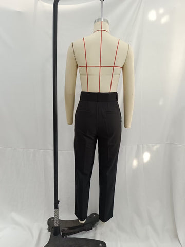 Women Belt Casual Pants Black