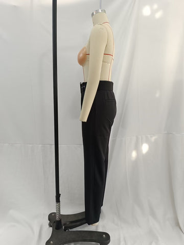 Women Belt Casual Pants Black