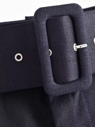 Women Belt Casual Pants Black