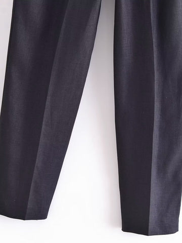 Women Belt Casual Pants Black
