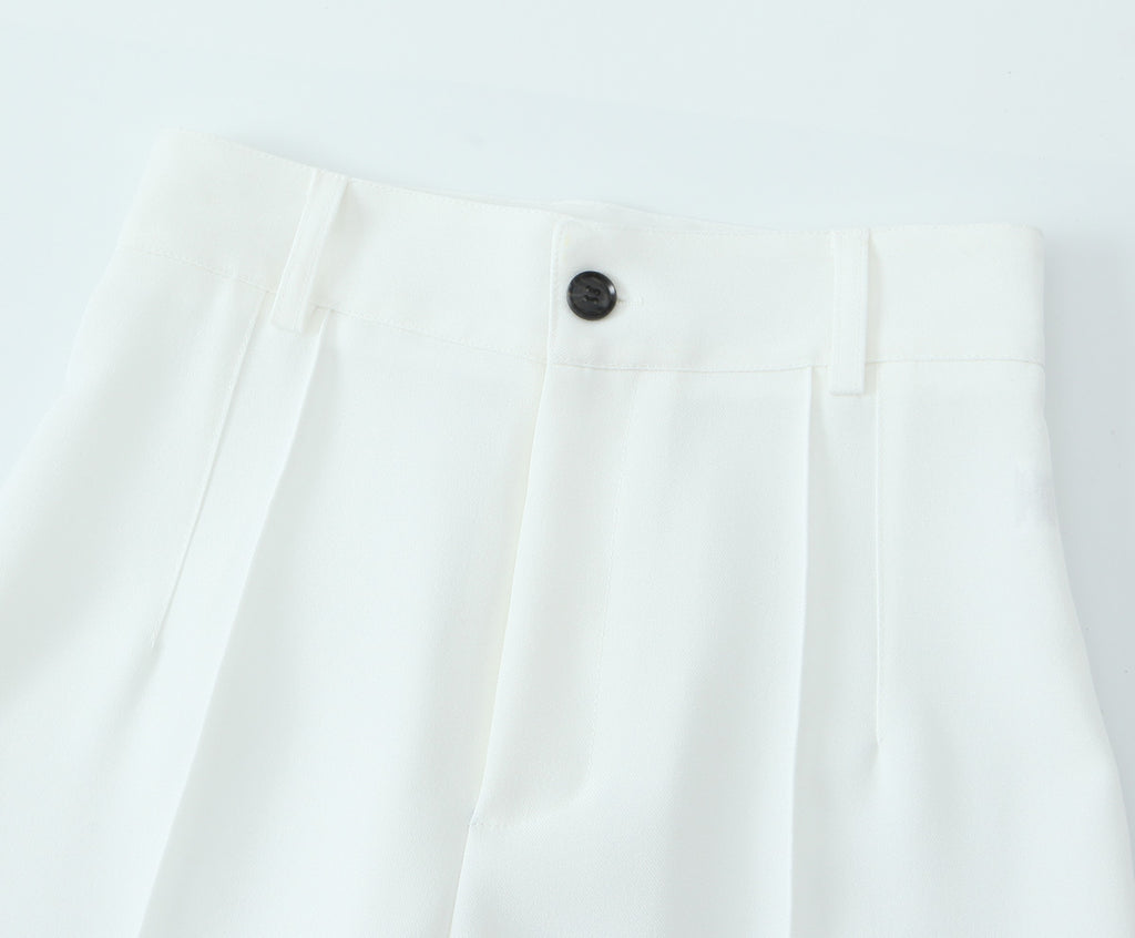 Spring Women Clothing Button Pleated Casual Pants Women