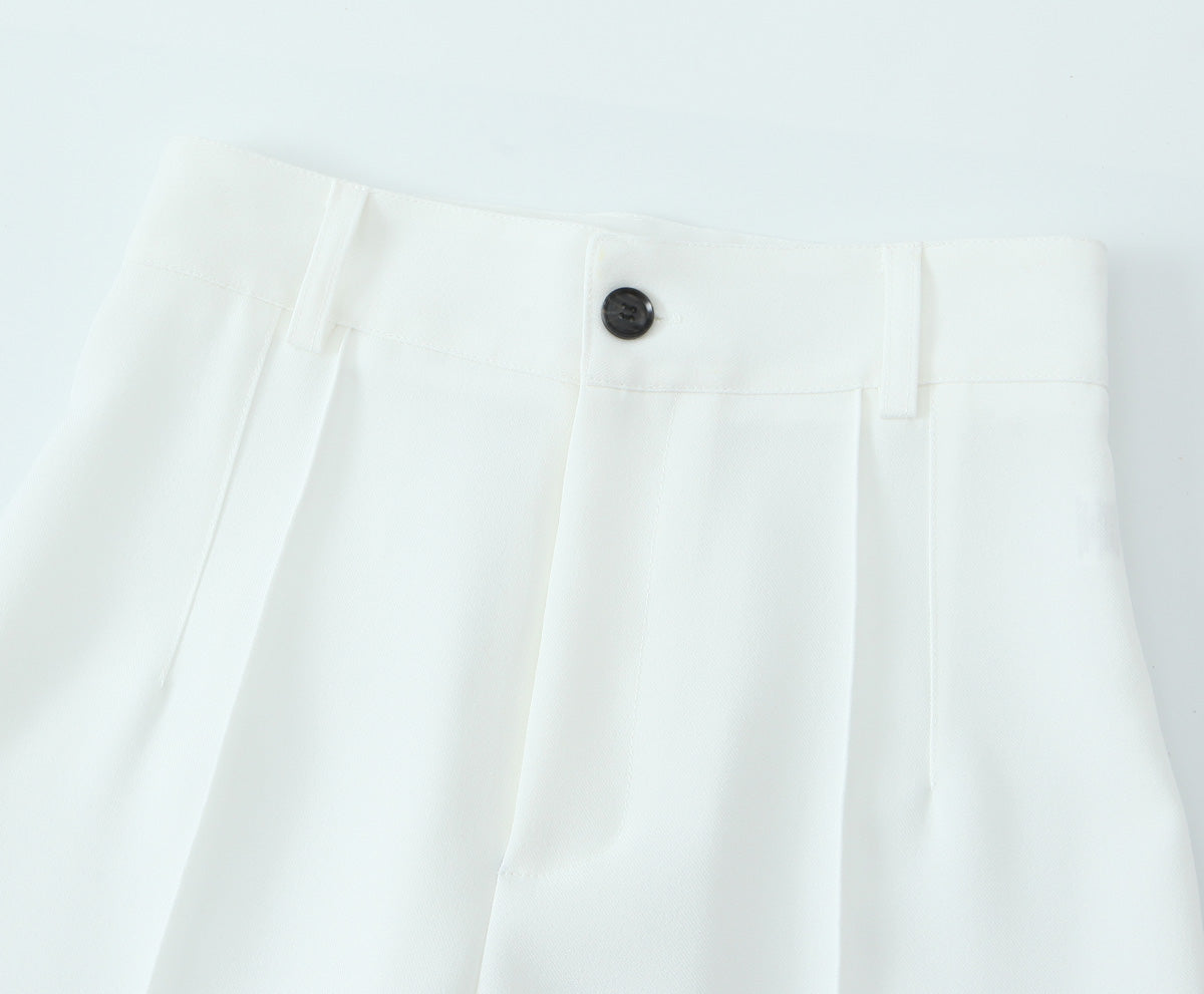 Spring Women Clothing Button Pleated Casual Pants Women