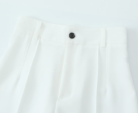 Spring Women Clothing Button Pleated Casual Pants Women
