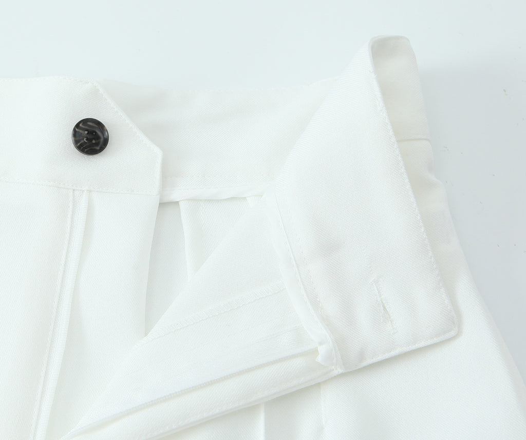Spring Women Clothing Button Pleated Casual Pants Women