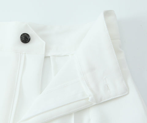 Spring Women Clothing Button Pleated Casual Pants Women