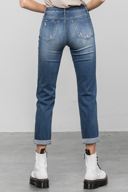 Slim Fit Pocketed Design Boyfriend Jeans
