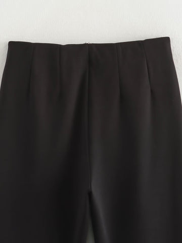 Autumn Women Clothing Decorated Row Button Mid Waist Bottoming Trousers