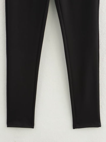 Autumn Women Clothing Decorated Row Button Mid Waist Bottoming Trousers