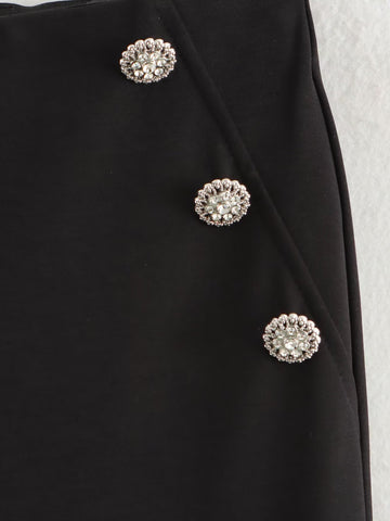 Autumn Women Clothing Decorated Row Button Mid Waist Bottoming Trousers
