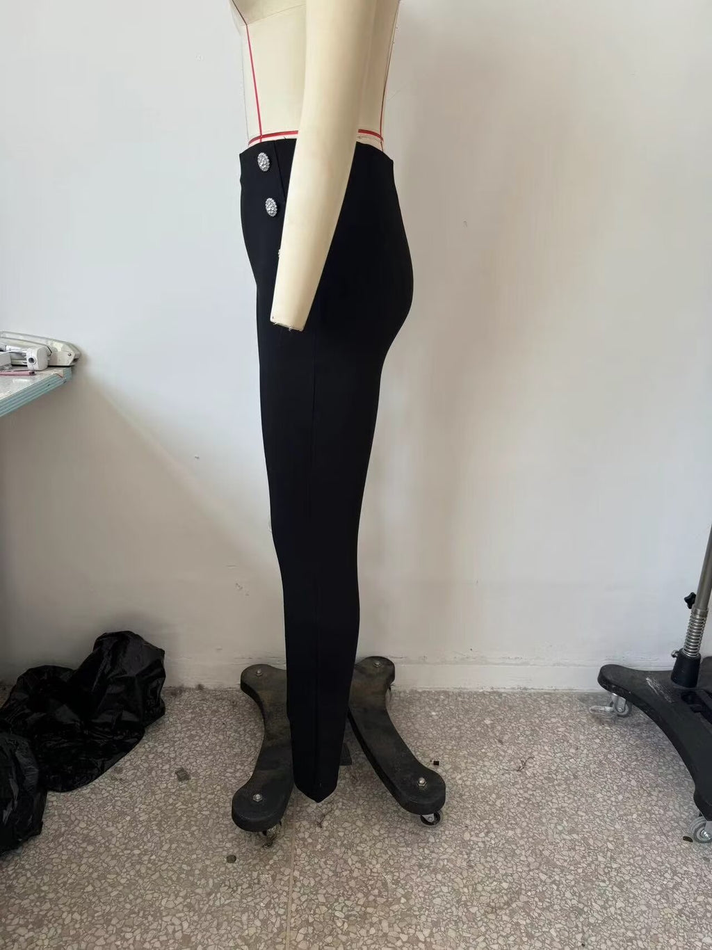 Autumn Women Clothing Decorated Row Button Mid Waist Bottoming Trousers